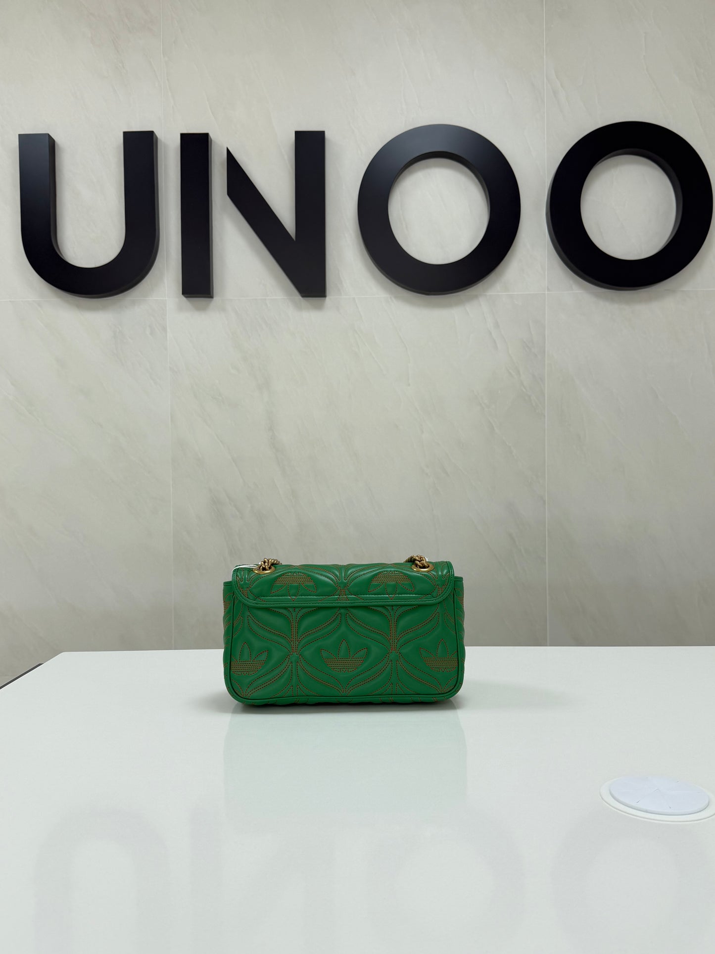 Gucci X Adidas Calfskin Matelasse Small GG Marmont Shoulder Bag- Green