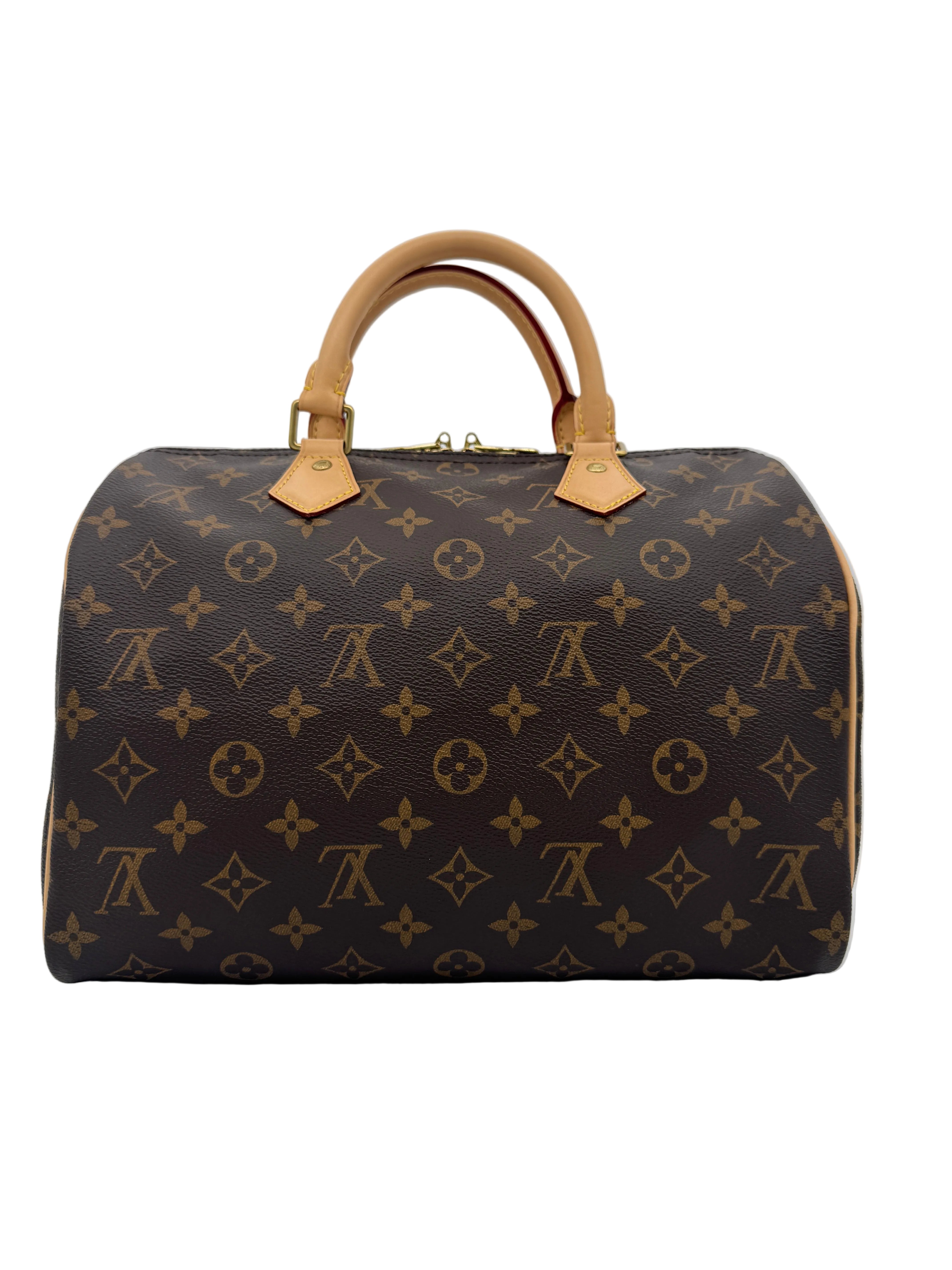 Louis Vuitton Speedy Bandouliere Top Handle Bag 30 Brown Canvas