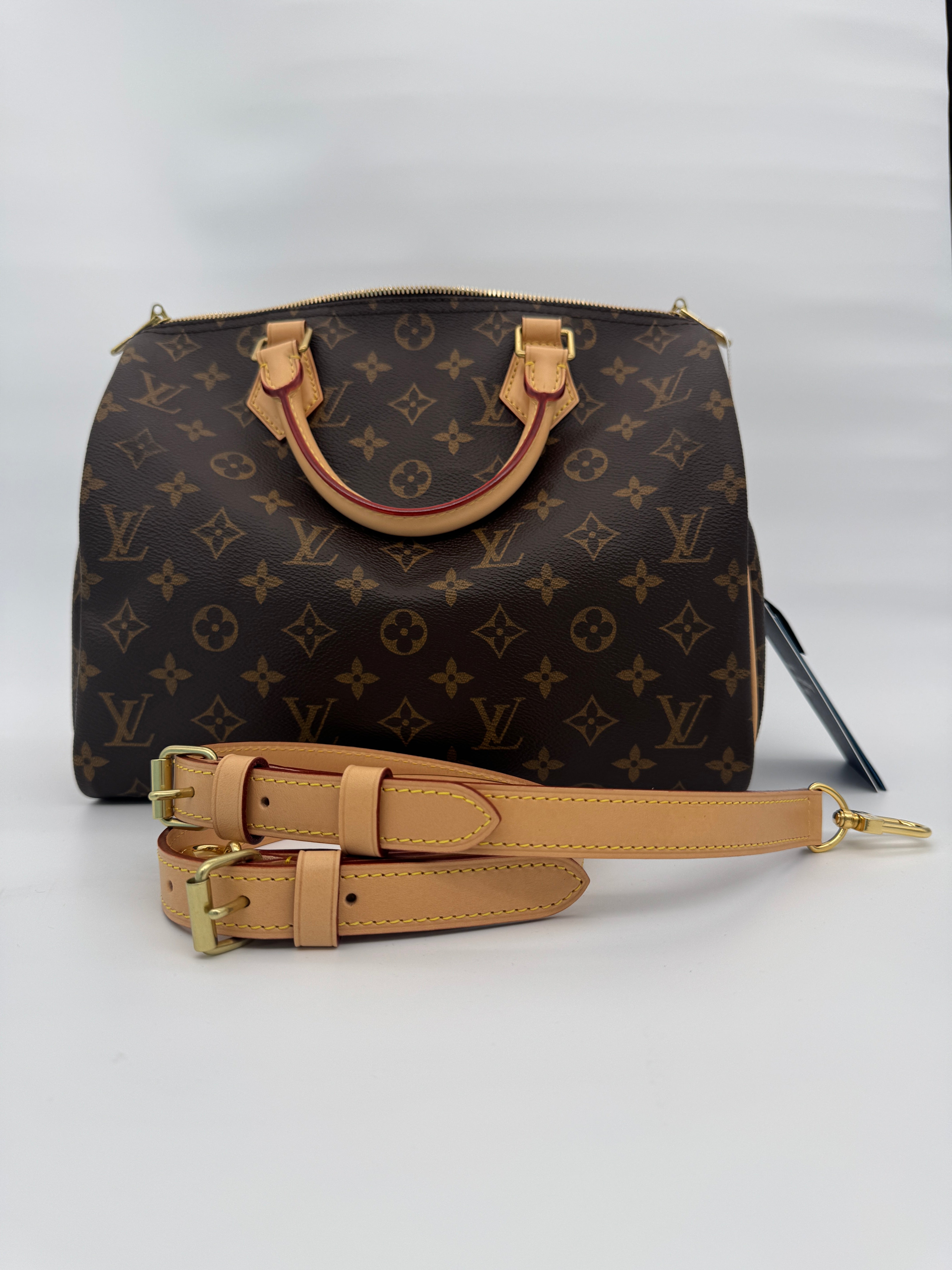 Louis Vuitton Speedy Bandouliere Top Handle Bag 30 Brown Canvas