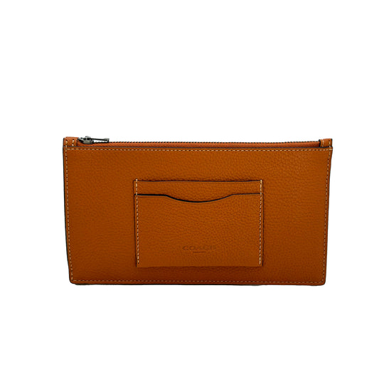 Coach Zip Phone Soft Polished Pebble Leather Wallet
