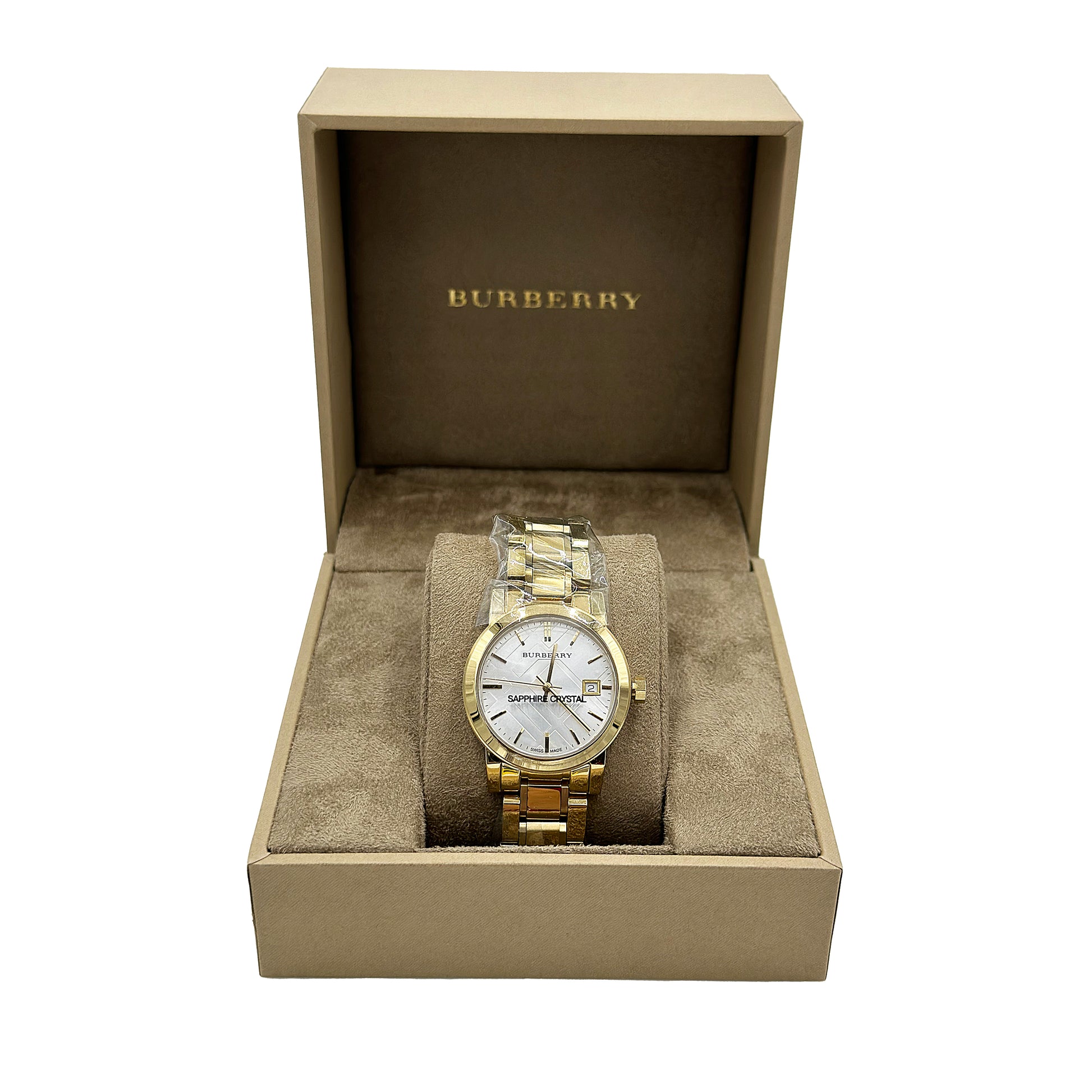 Burberry White Dial Gold-Tone Ladies Watch - BU9103 - 822138033206