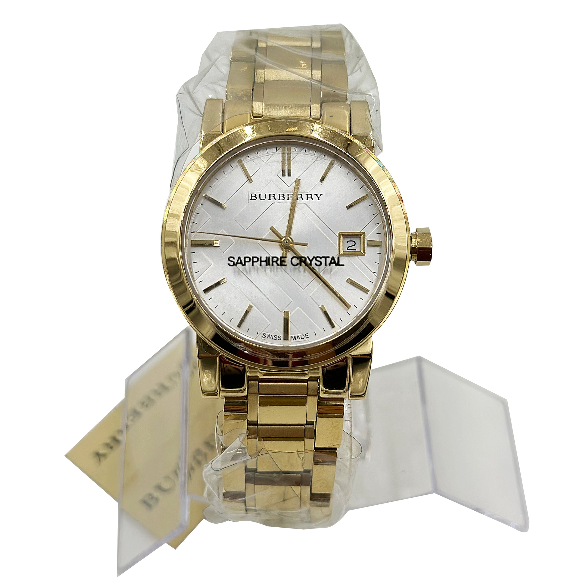 Burberry White Dial Gold-Tone Ladies Watch - BU9103 - 822138033206