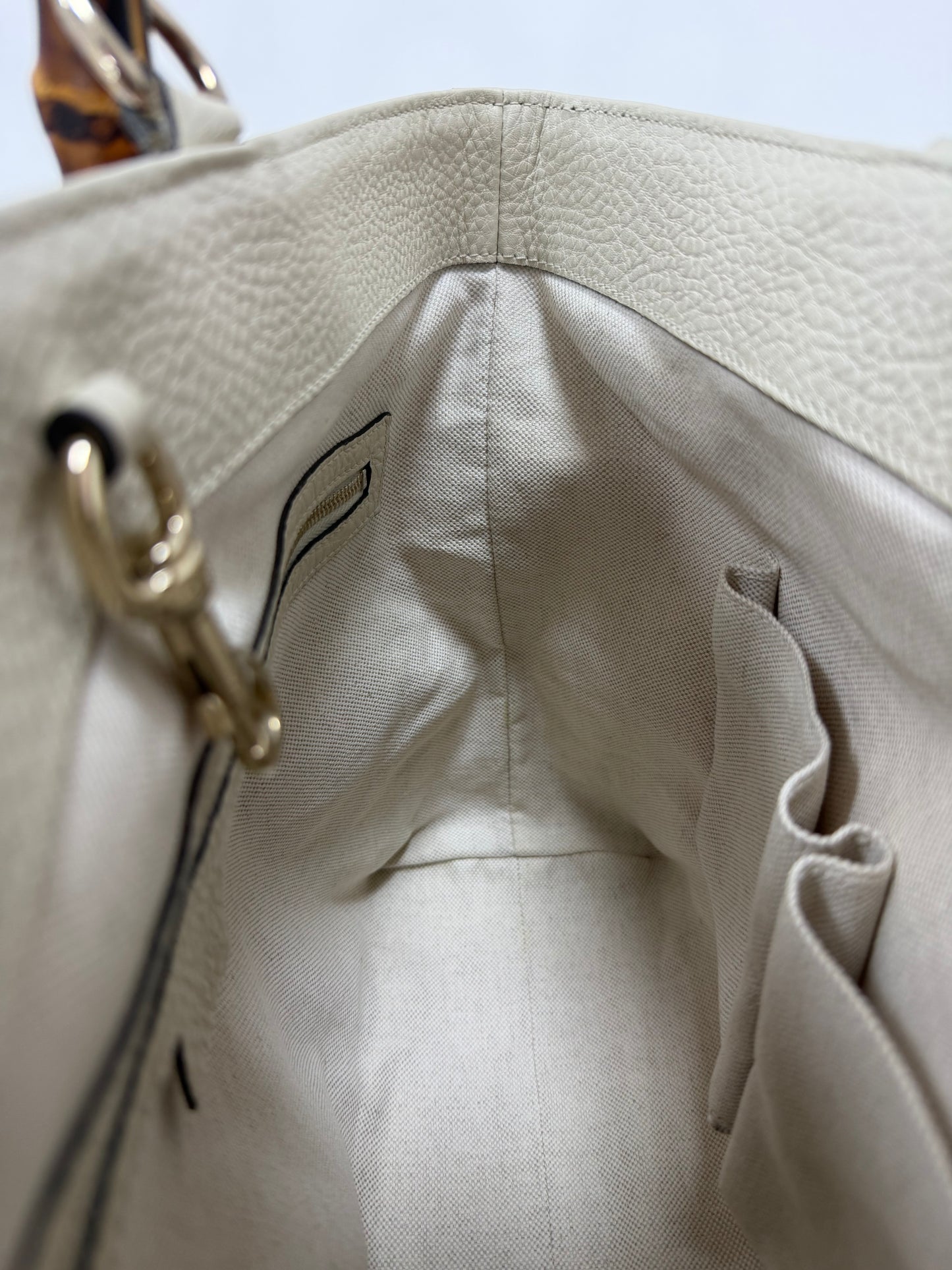 Gucci Bamboo Raffia Tote Bag White/Orange - PRE OWNED