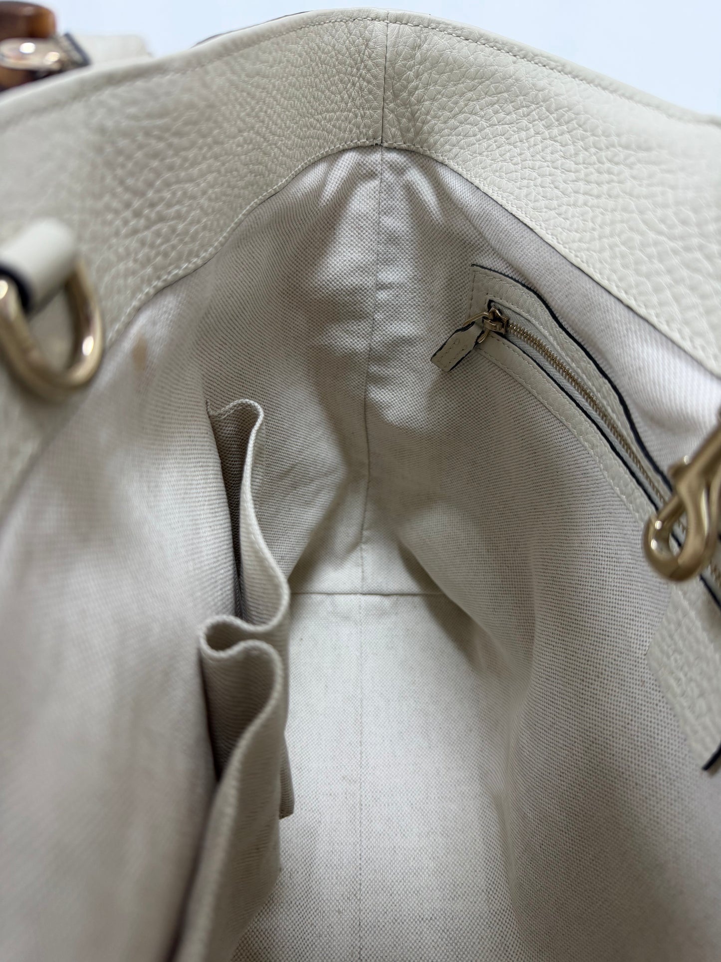 Gucci Bamboo Raffia Tote Bag White/Orange - PRE OWNED