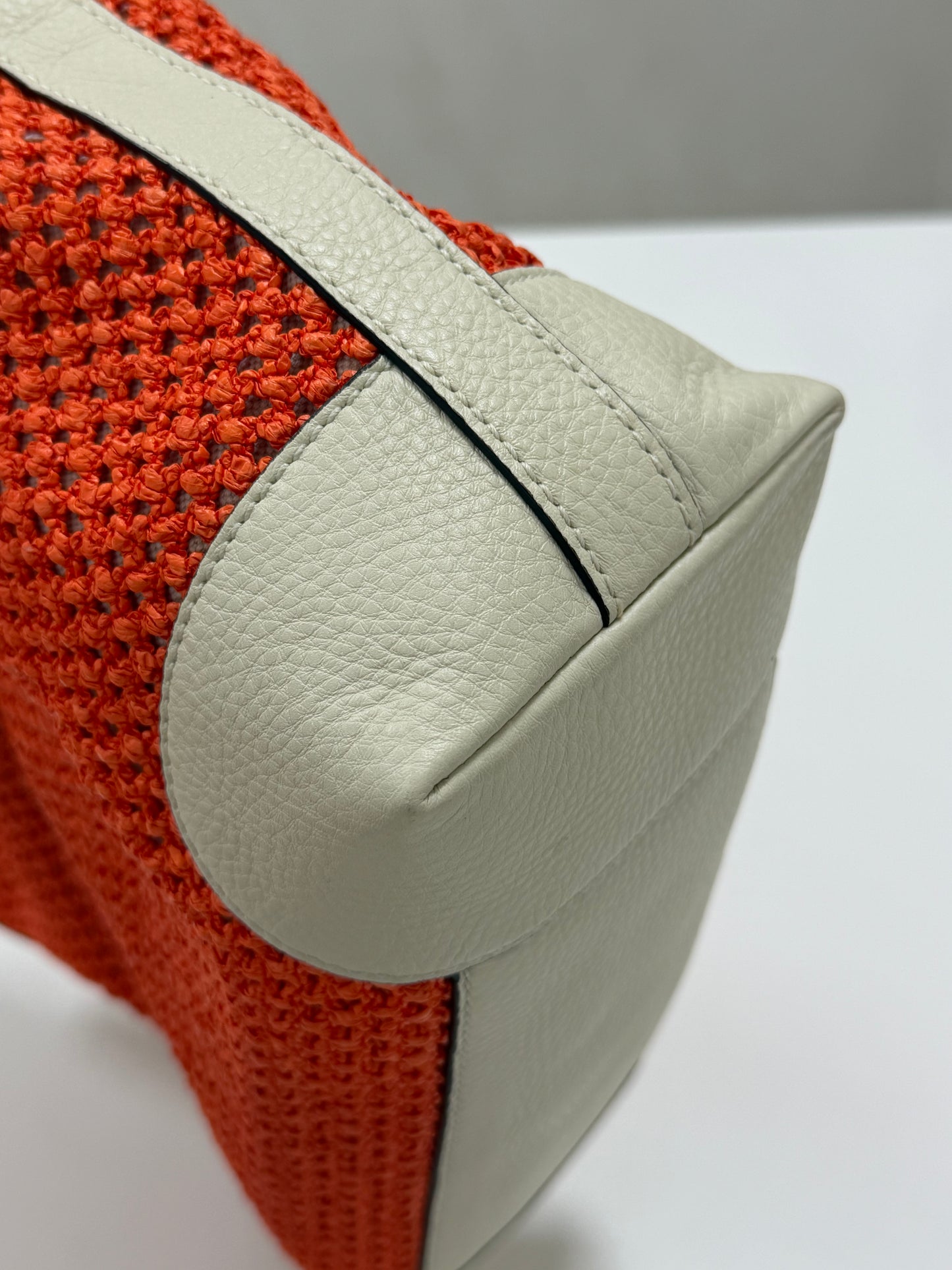 Gucci Bamboo Raffia Tote Bag White/Orange - PRE OWNED