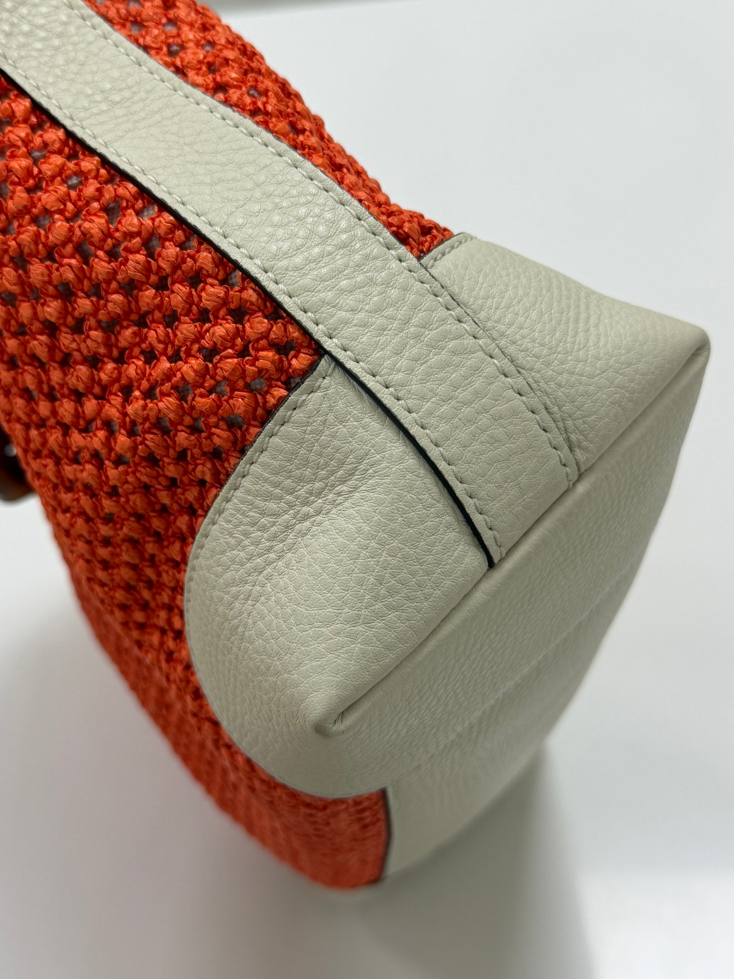 Gucci Bamboo Raffia Tote Bag White/Orange - PRE OWNED