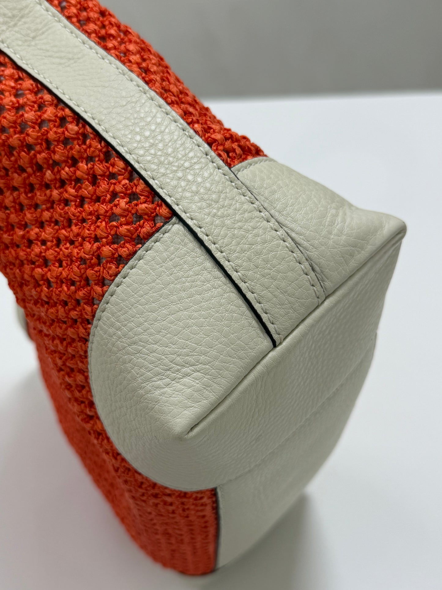 Gucci Bamboo Raffia Tote Bag White/Orange - PRE OWNED