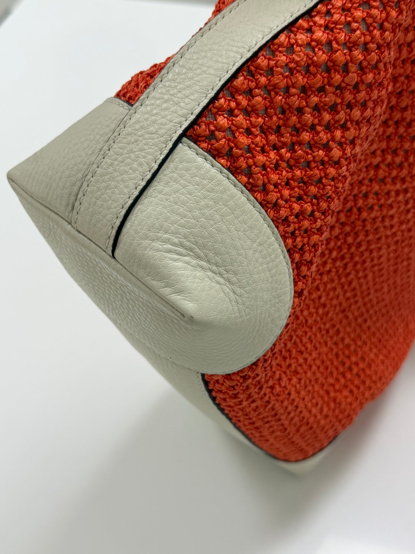 Gucci Bamboo Raffia Tote Bag White/Orange - PRE OWNED