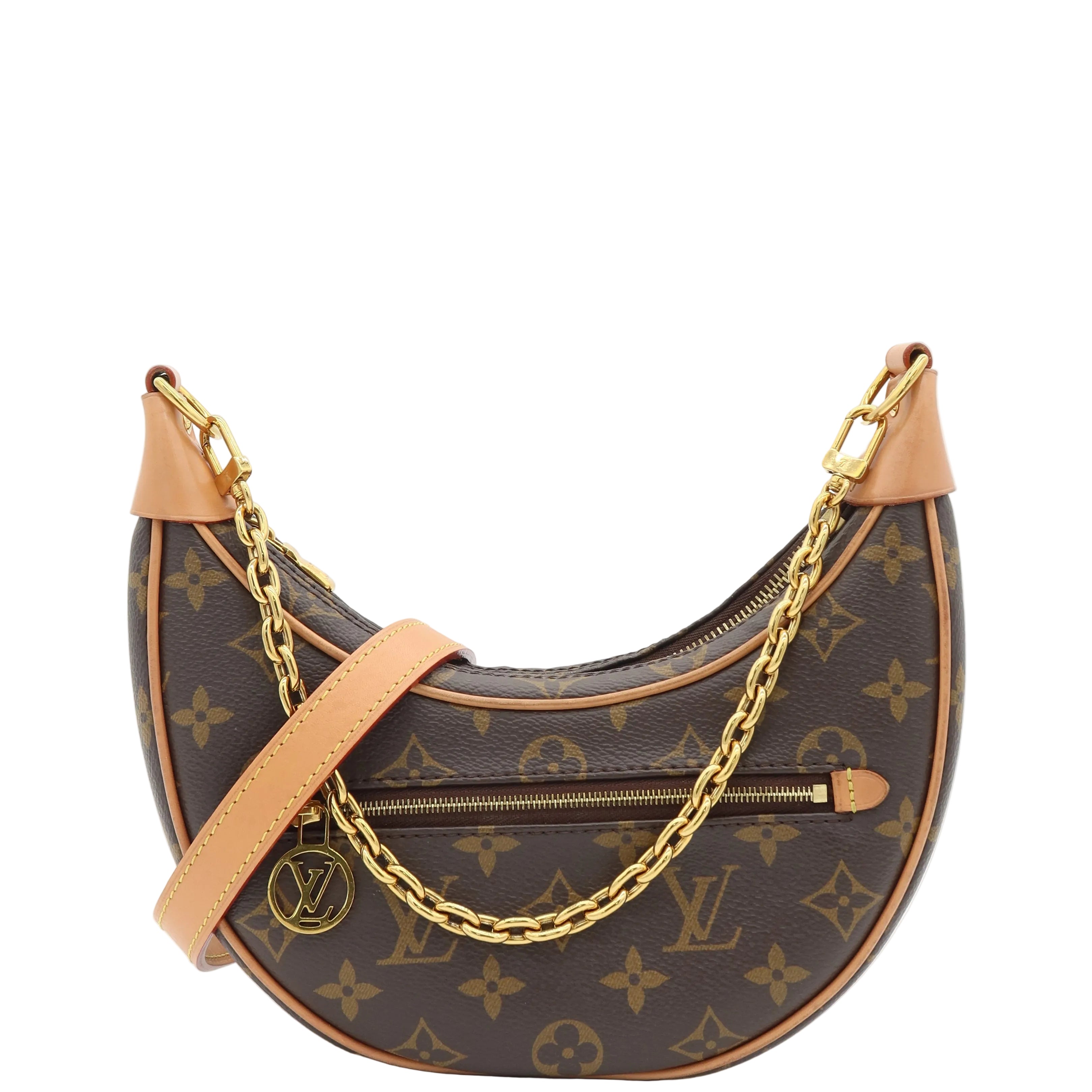 Louis Vuitton Loop Handbag Monogram Canvas Half Moon Baguette Crossbody Shoulder Bag