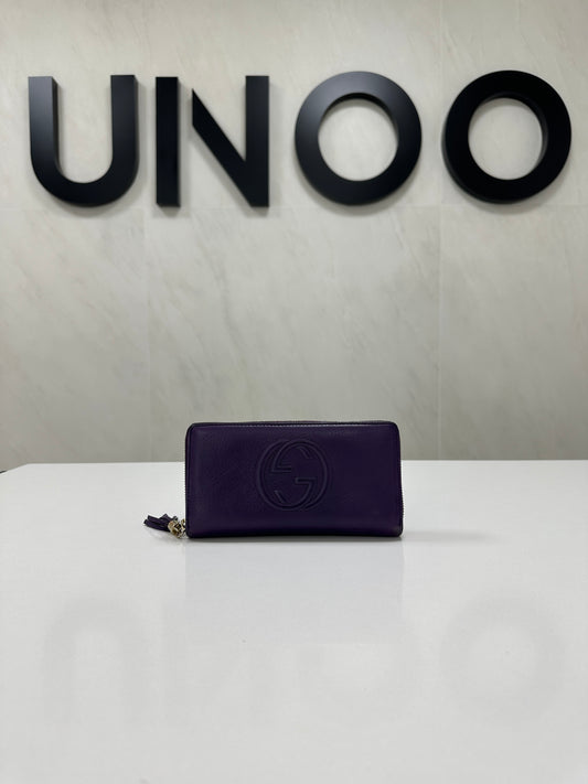 Gucci Interlocking G Leather Wallet Purple - PRE OWNED