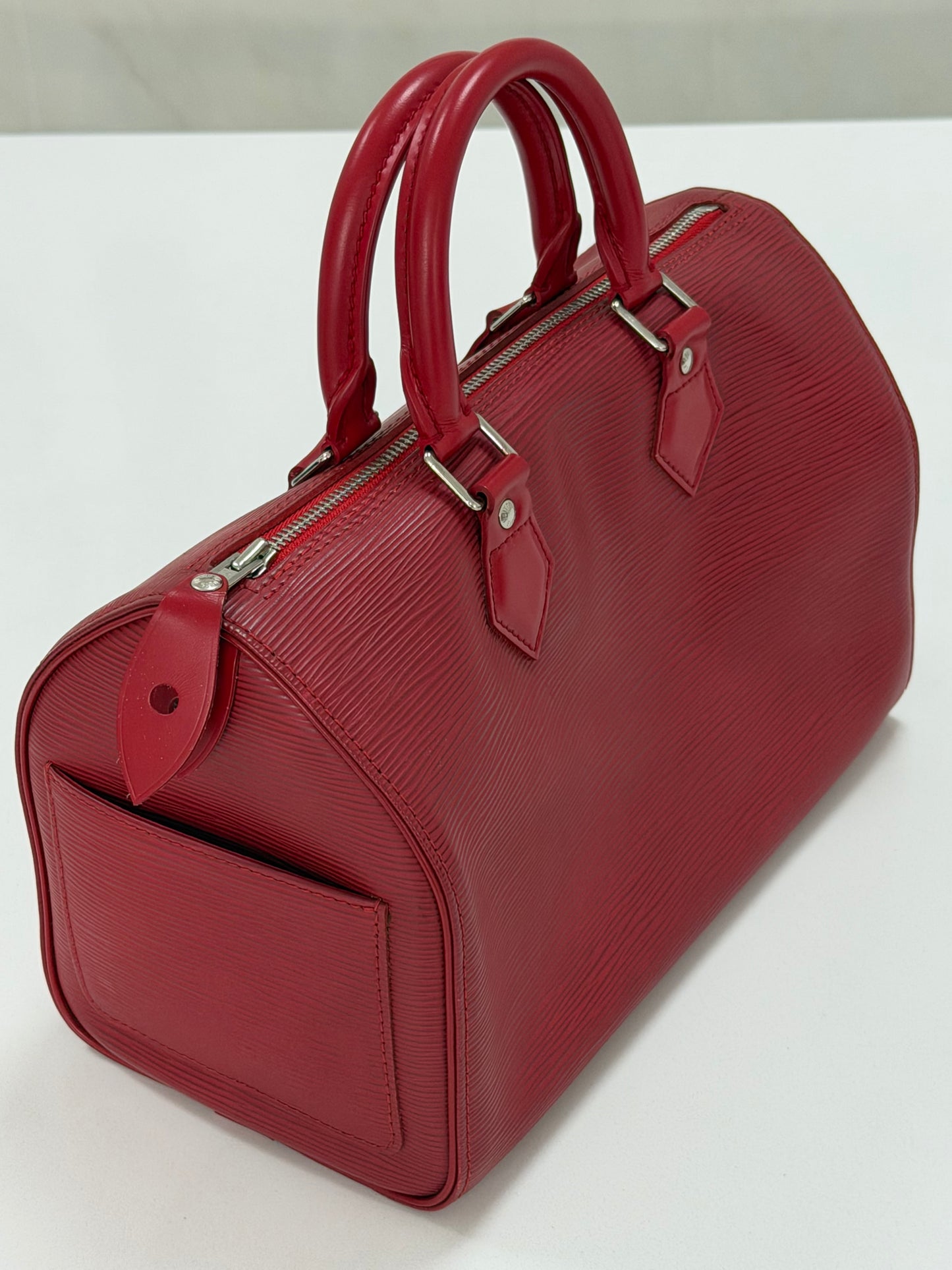 LOUIS VUITTON Epi Speedy 25 Hand Bag Castilian Red M43017 LV Auth 139881
