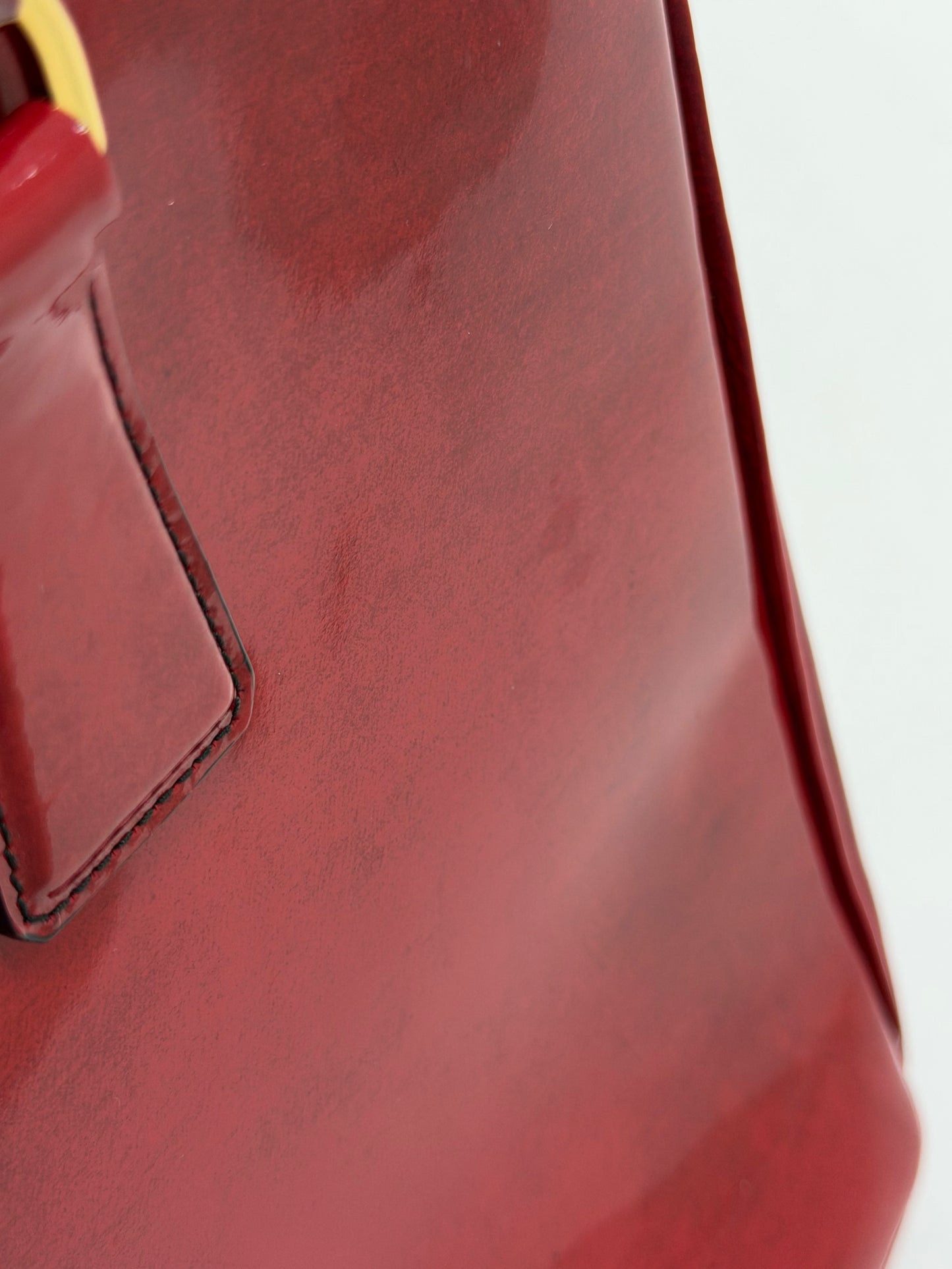 Prada Red Patent Spazzolato Leather Double Zip Tote - PRE OWNED