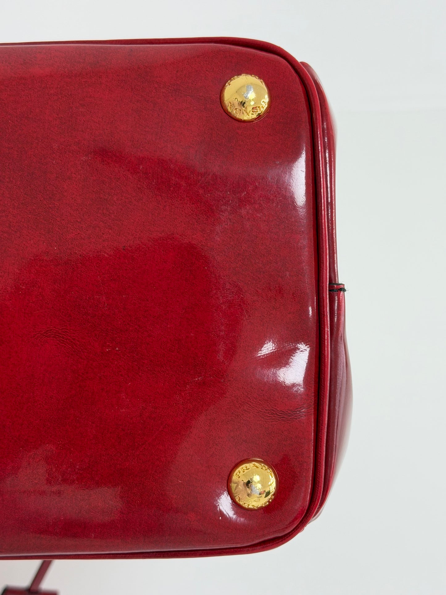 Prada Red Patent Spazzolato Leather Double Zip Tote - PRE OWNED