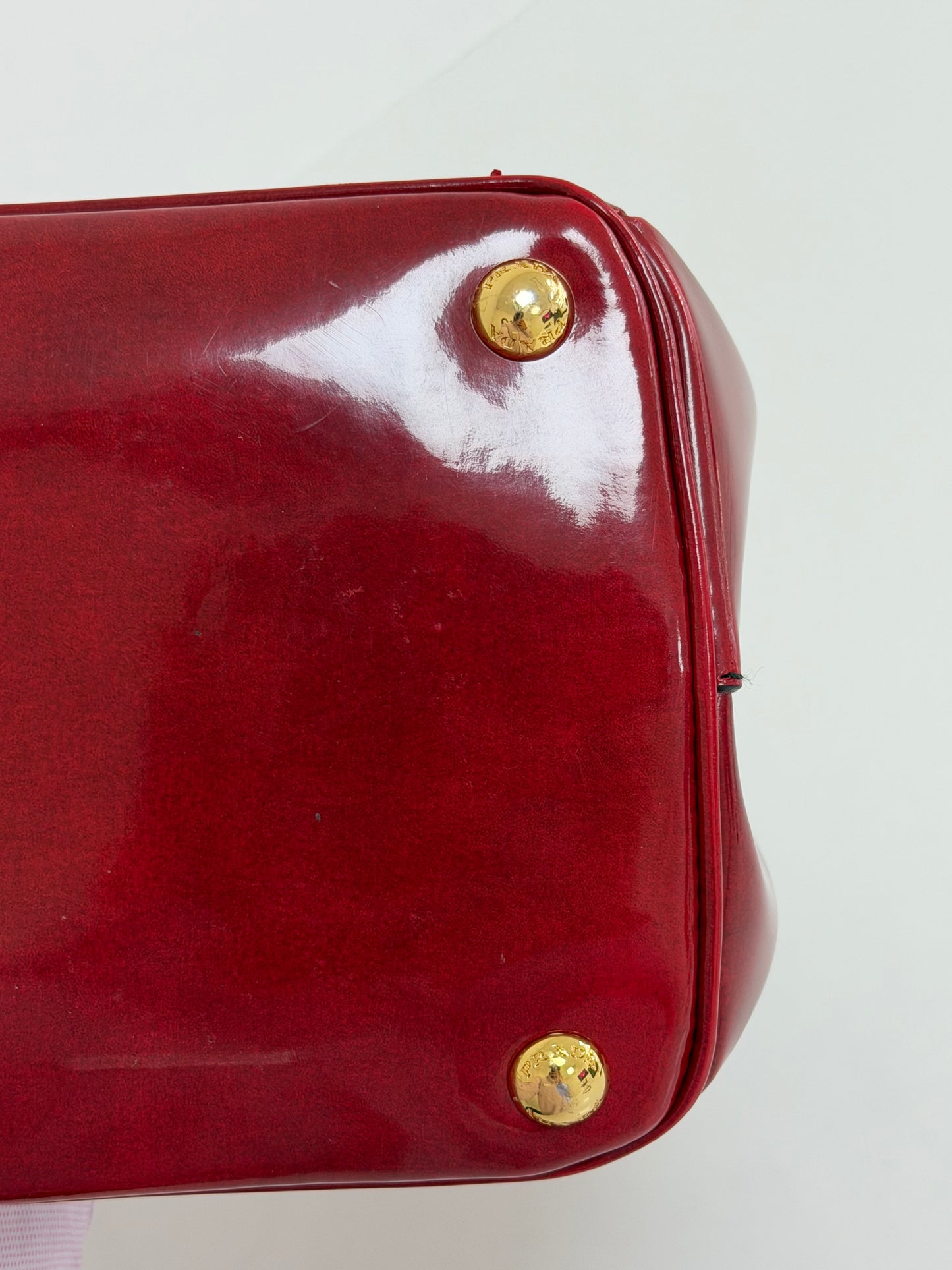 Prada Red Patent Spazzolato Leather Double Zip Tote - PRE OWNED
