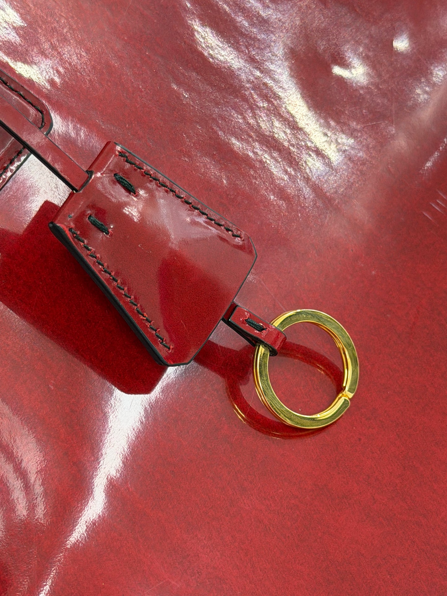 Prada Red Patent Spazzolato Leather Double Zip Tote - PRE OWNED