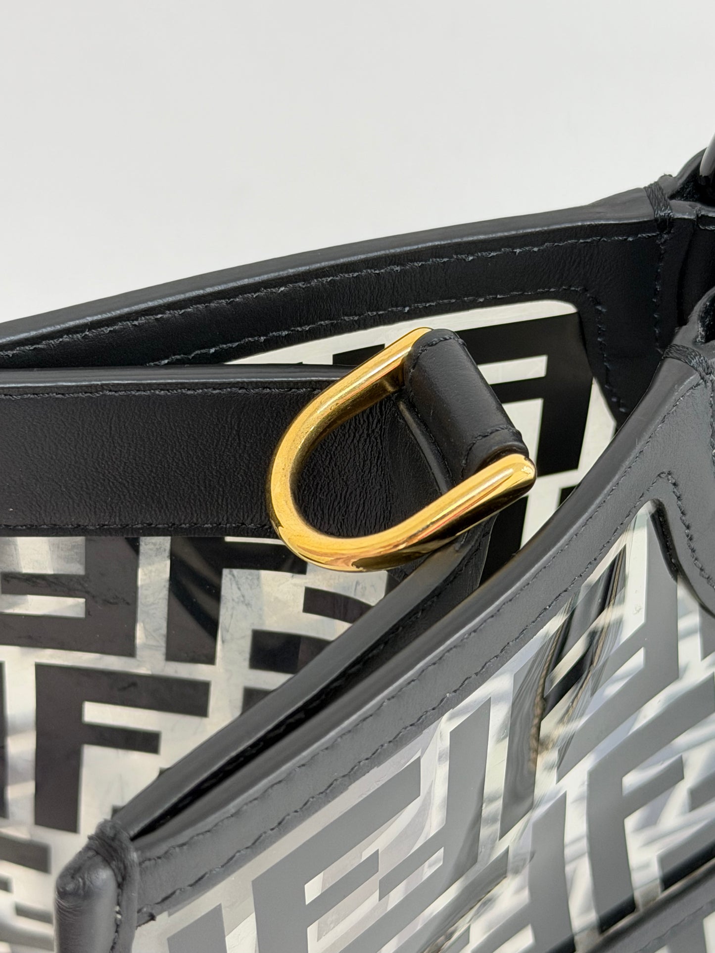Fendi Black/Clear FF PVC and Leather Runaway Tote - PRE OWNED