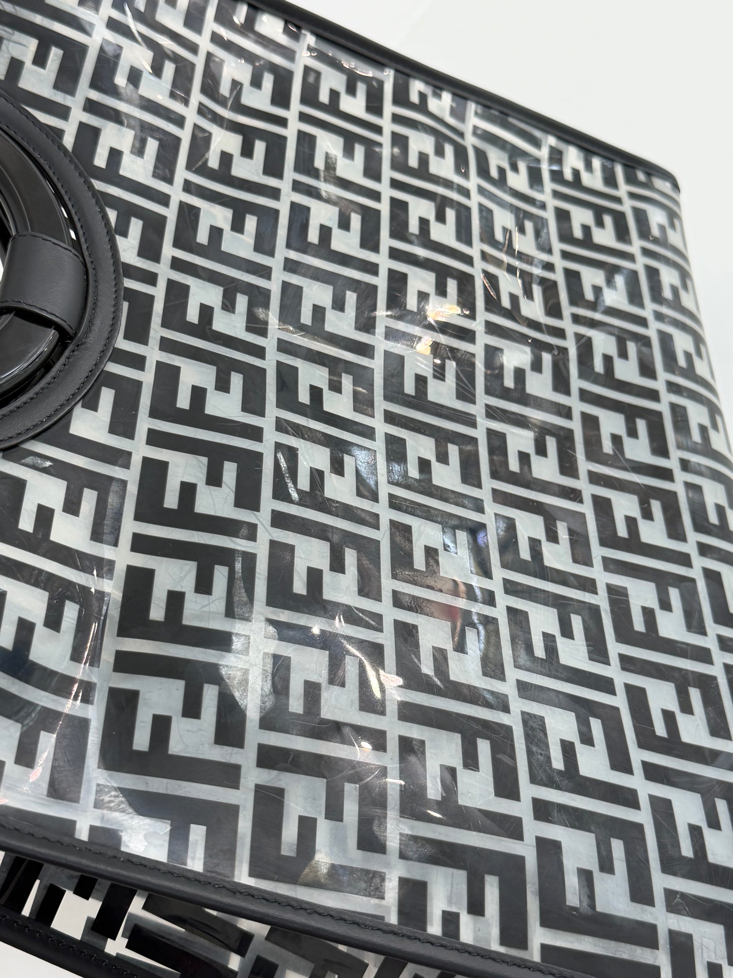 Fendi Black/Clear FF PVC and Leather Runaway Tote - PRE OWNED