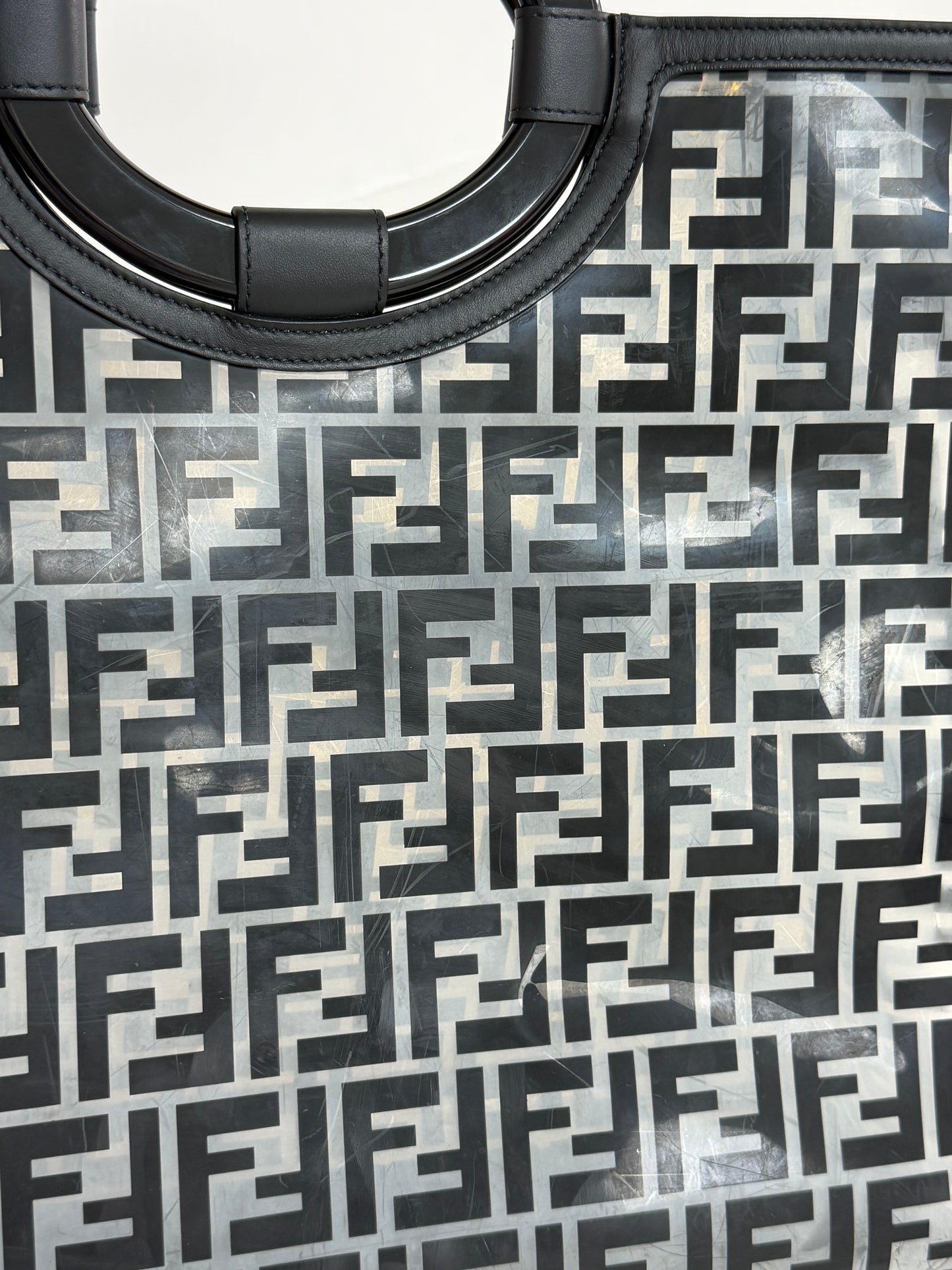 Fendi Black/Clear FF PVC and Leather Runaway Tote - PRE OWNED