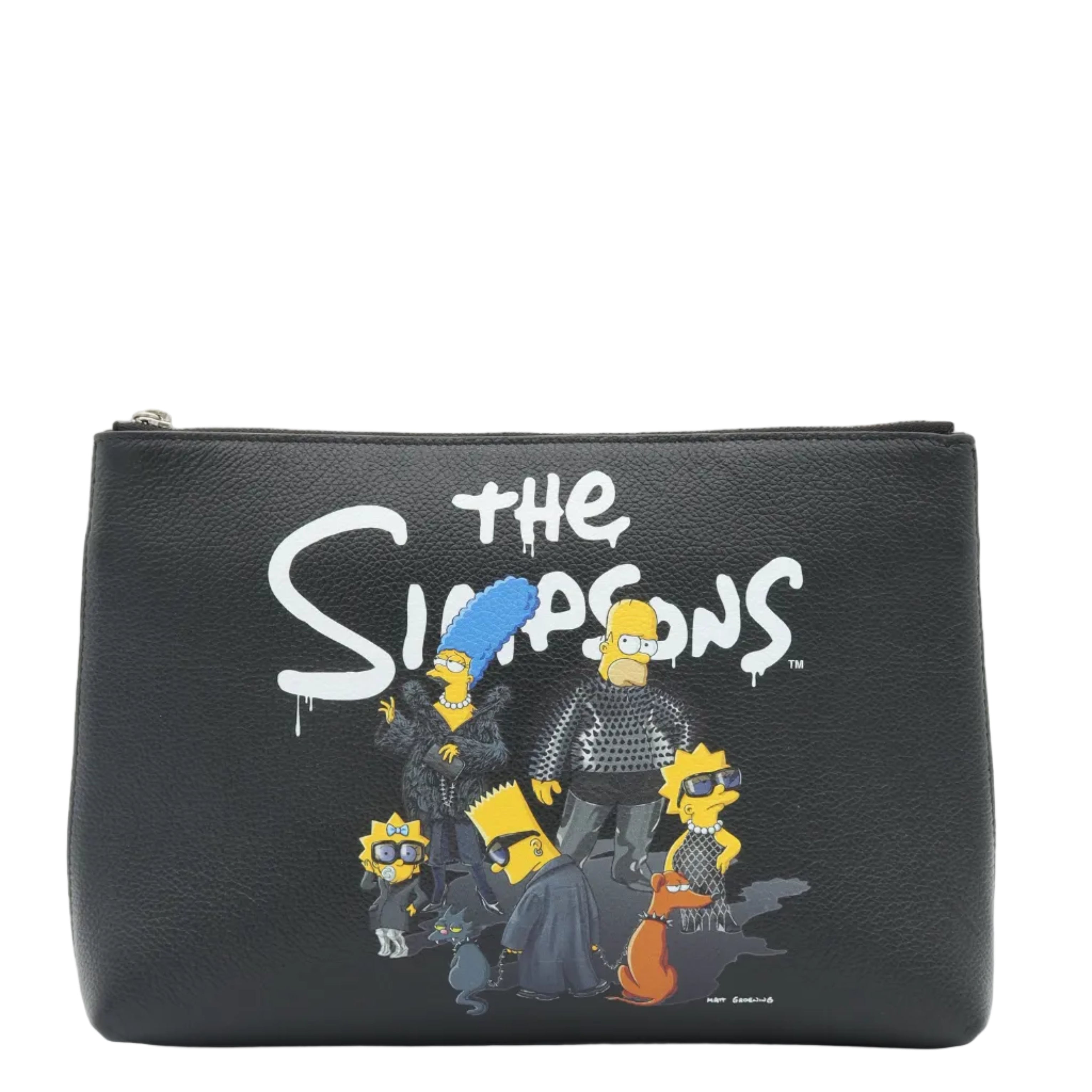 Balenciaga x The Simpsons Black Leather Gus Pouch Wristlet Clutch Bag