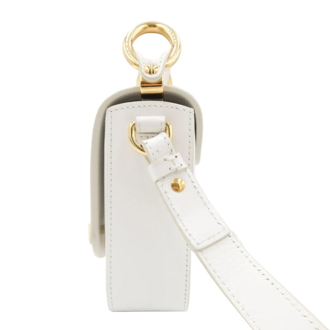 Chloé Shiny Calfskin Suede Mini C Double Carry Bag Brilliant White – additional photo 3