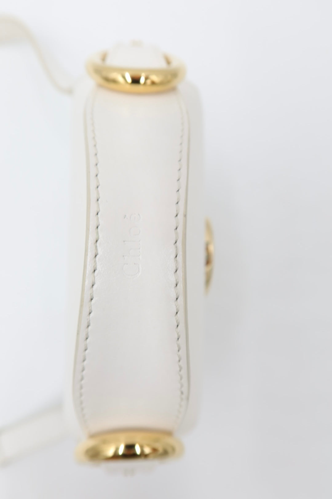 Chloé Shiny Calfskin Suede Mini C Double Carry Bag Brilliant White – additional photo 11