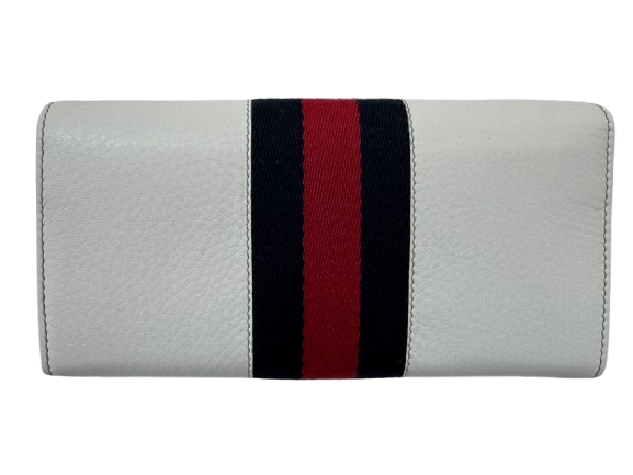 Gucci White Leather Horsebit Web Wallet on Chain Clutch Crossbody Bag