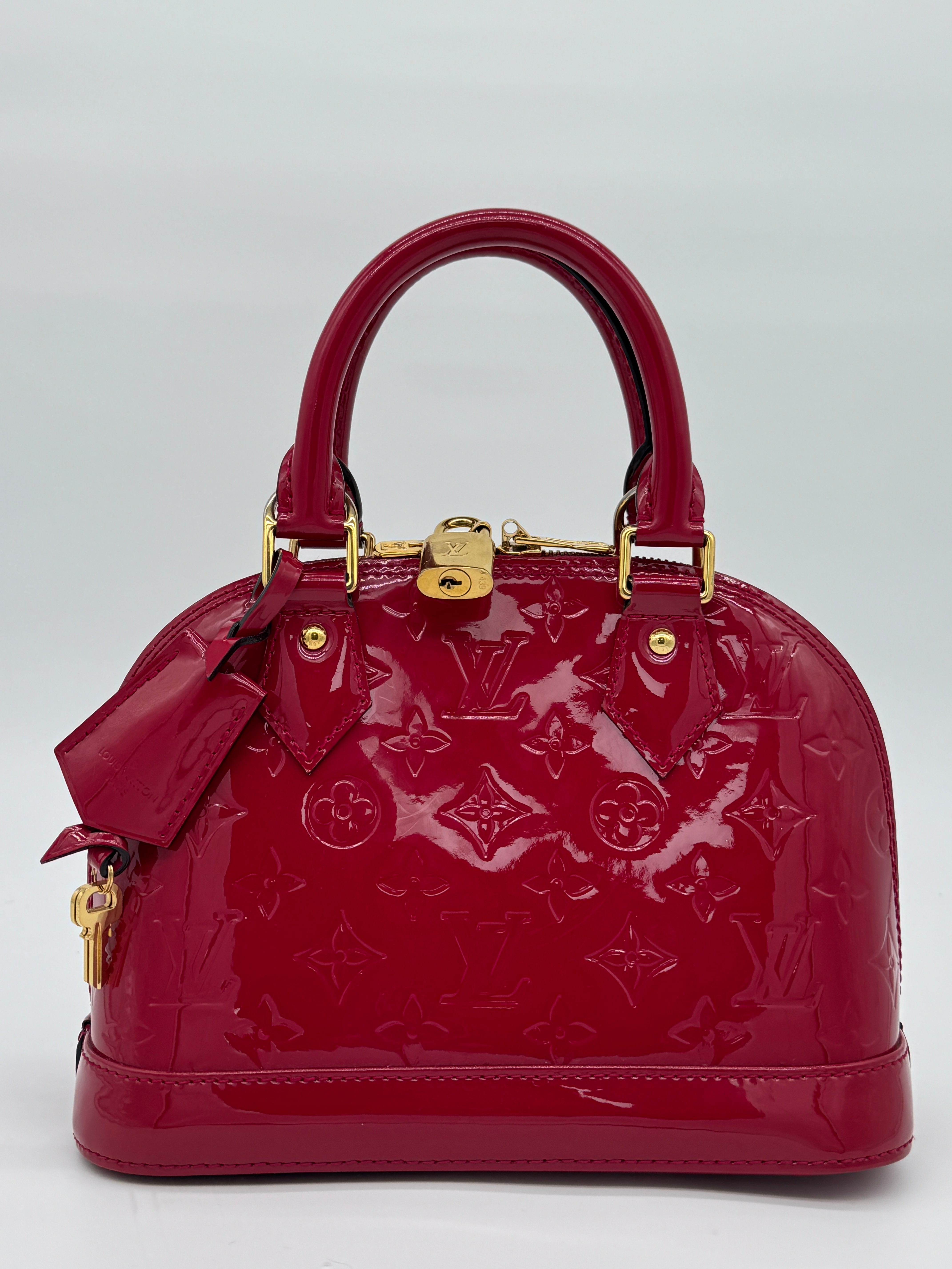 Louis Vuitton Alma BB Rose Indien Monogram Vernis Patent Leather Bag