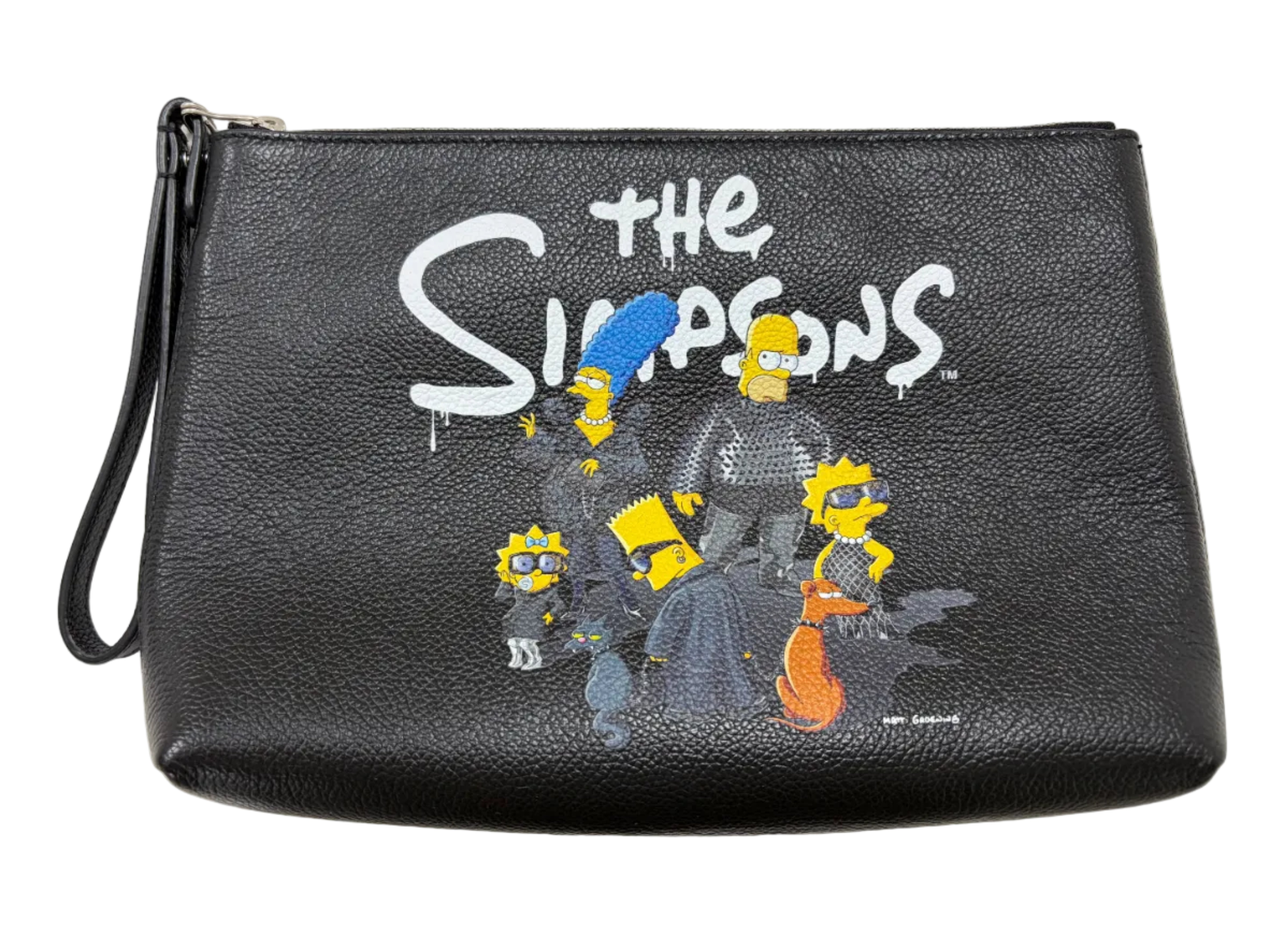 Balenciaga x The Simpsons Black Leather Gus Pouch Wristlet Clutch Bag