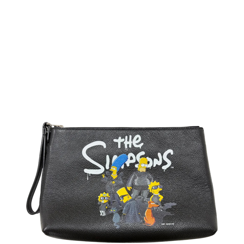 Balenciaga x The Simpsons Black Leather Gus Pouch Wristlet Clutch Bag