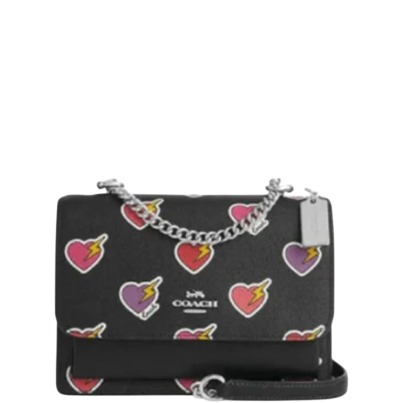 Coach Klare Crossbody Bag With Heart Bolt Print- Black/ Multi