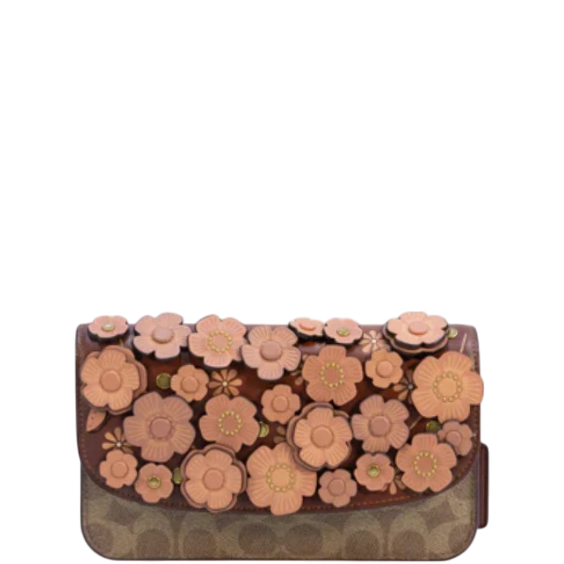Coach Hayden Crossbody In Signature Canvas With Tea Rose Print - Tan Rust Multi