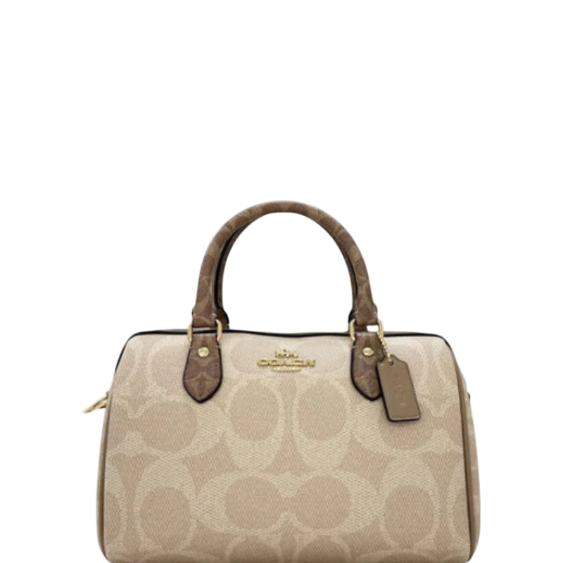 Coach Rowan Satchel Bag In Blocked Signature Canvas - Sand/Tan