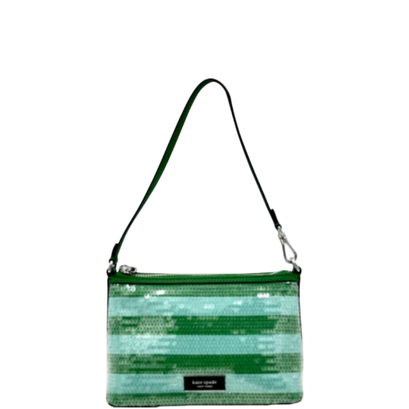 Kate Spade Lulu Seaside Stripe Sequin East West Pouchette - Green