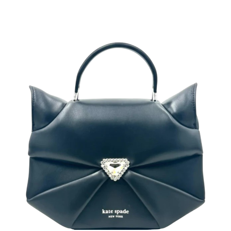 Kate Spade Whiskers 3d Cat Leather Crossbody- Black