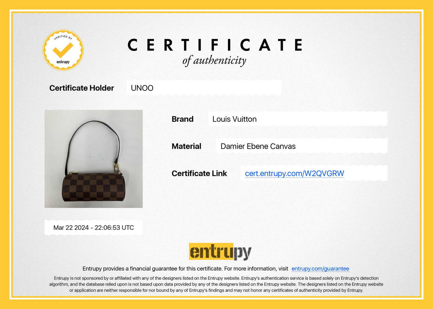 Auténtico minibolso Louis Vuitton Damier pre-amado para bolso Papillon - Marrón