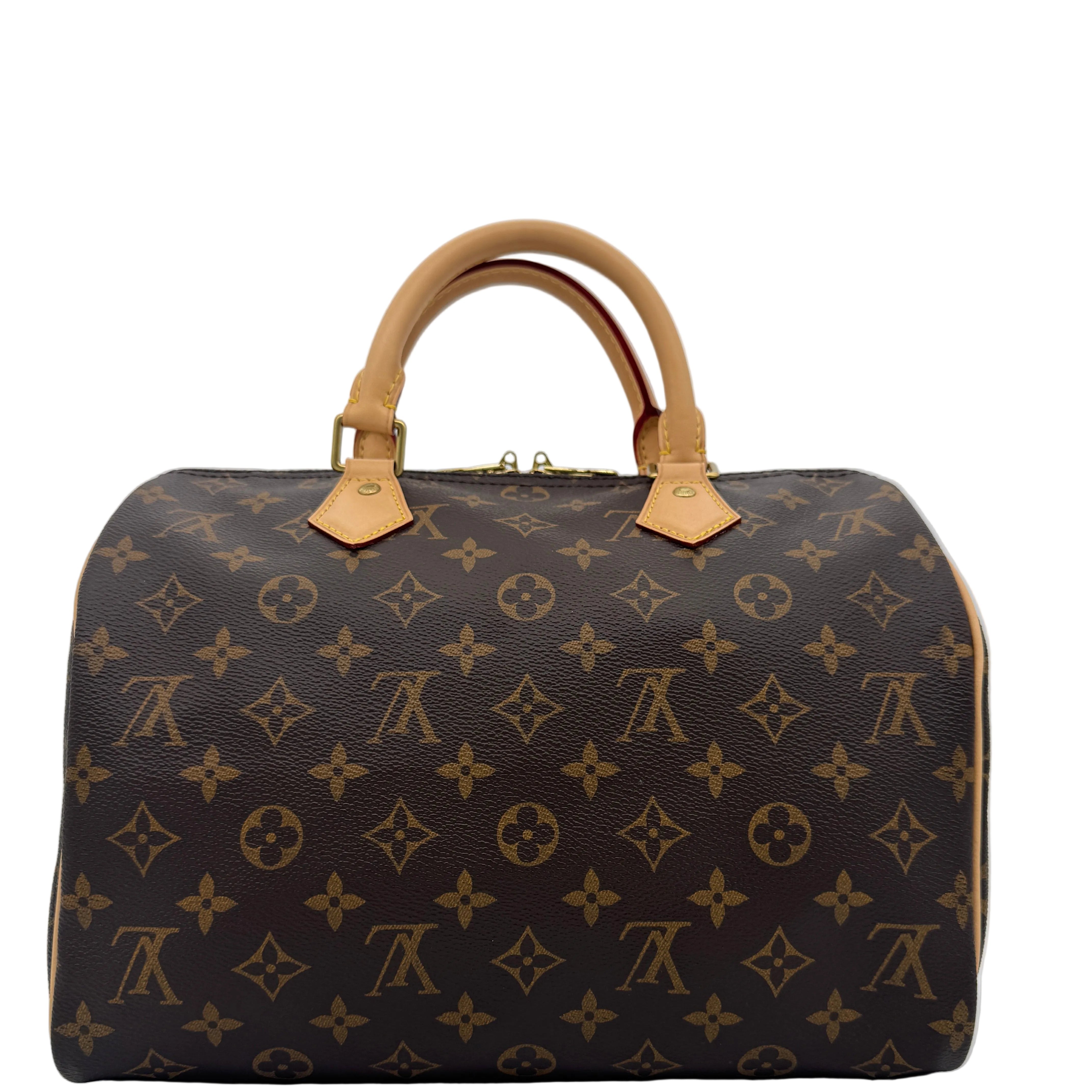 Louis Vuitton monogram handbag on a white background