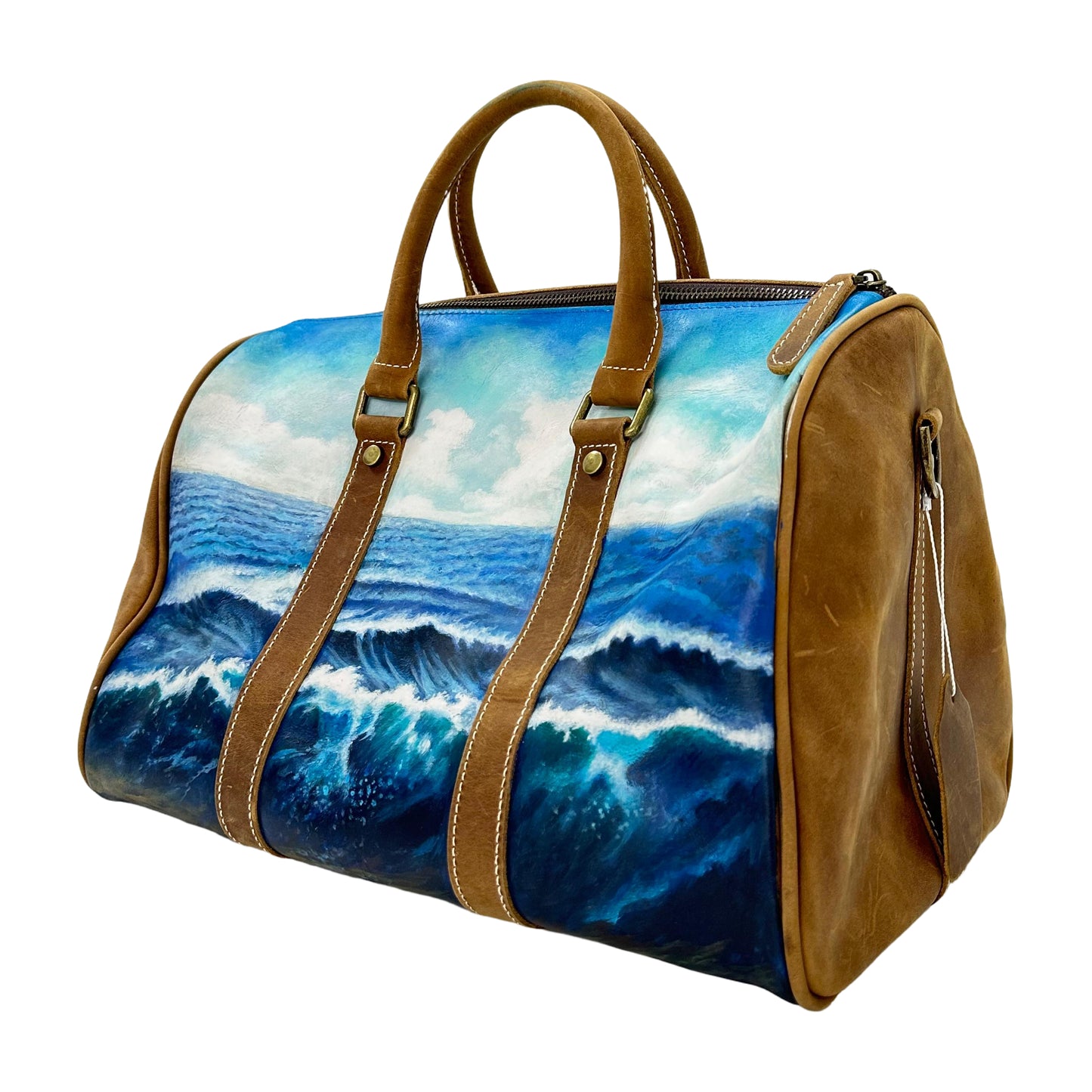 Ocean Printed Duffle Bag- Brown/ Multi