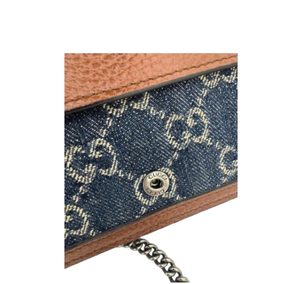 Gucci Dionysus Crossbody Bag Women’s Navy Denim GG Supreme Chain Shoulder Bag