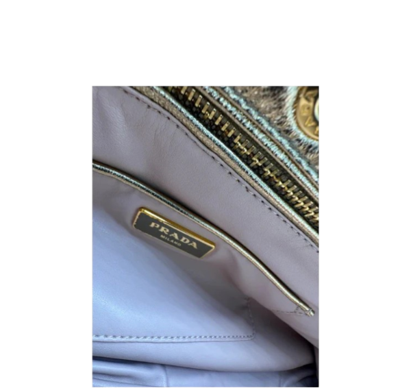 Prada Nappa Leather Flame Clutch Bag Gold Handbag Women’s Designer