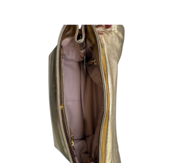 Prada Nappa Leather Flame Clutch Bag Gold Handbag Women’s Designer