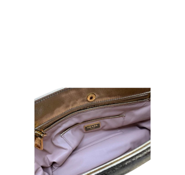 Prada Nappa Leather Flame Clutch Bag Gold Handbag Women’s Designer