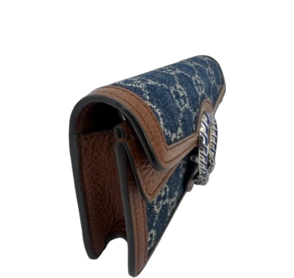 Gucci Dionysus Crossbody Bag Women’s Navy Denim GG Supreme Chain Shoulder Bag