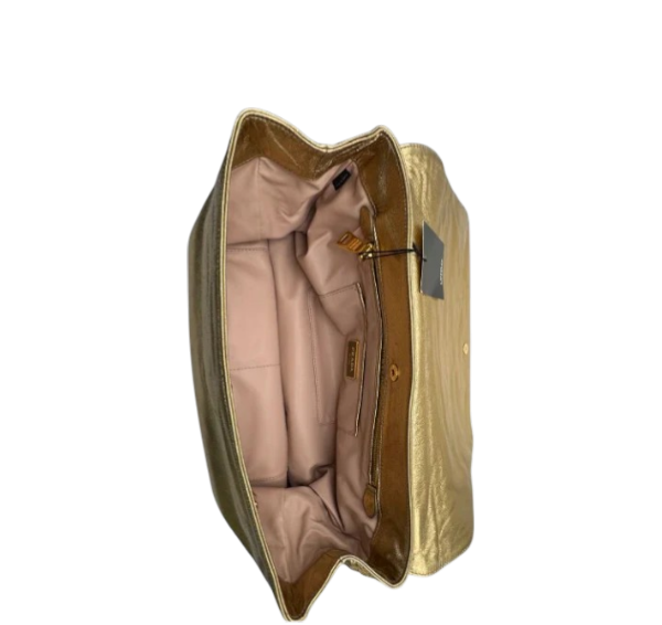 Prada Nappa Leather Flame Clutch Bag Gold Handbag Women’s Designer