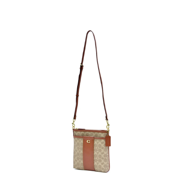 Coach Color-Block Coated Canvas Signature Kitt - Tan Rust