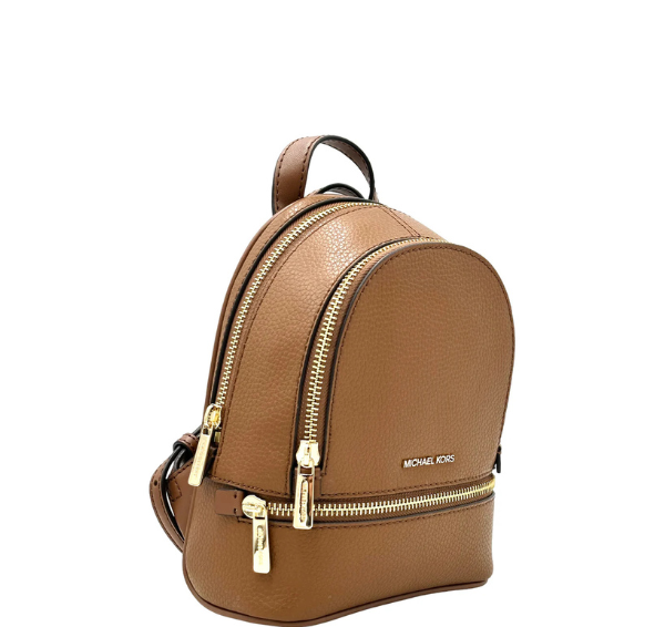 Michael Kors Rhea Extra-small Women Pebbled Leather Zip Pocket Backpack- Luggage