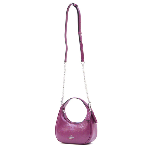 Coach Carmen Mini Crossbody Crinkled Pink Patent Leather - Pink