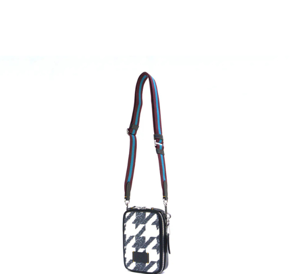 Coach Stanton Houndstooth Print Crossbody - Cream black