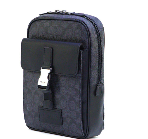 Coach Track Pack In Signature Canvas - Charcoal / Black