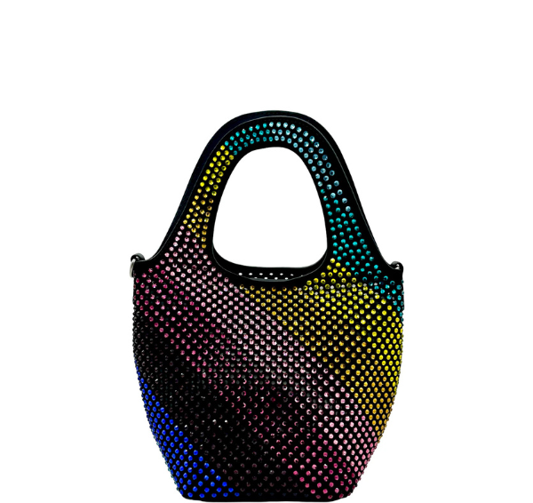 Kurt Geiger Small Chelsea Crystal Hobo  Bag- Rainbow Crystal