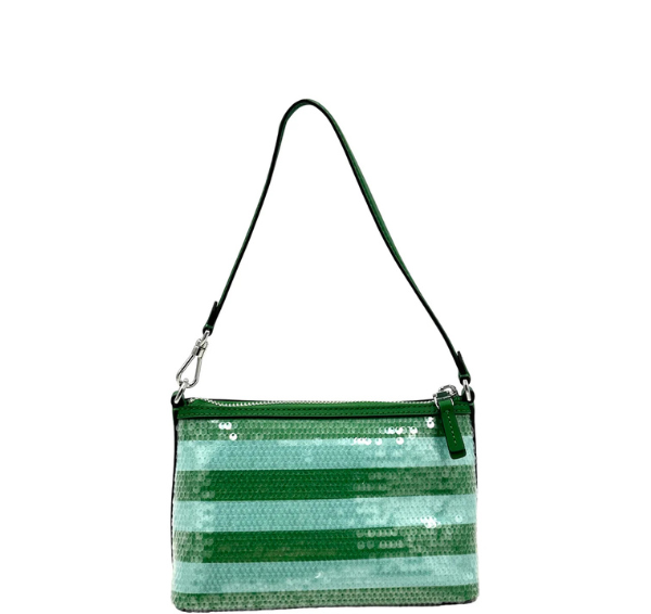 Kate Spade Lulu Seaside Stripe Sequin East West Pouchette - Green